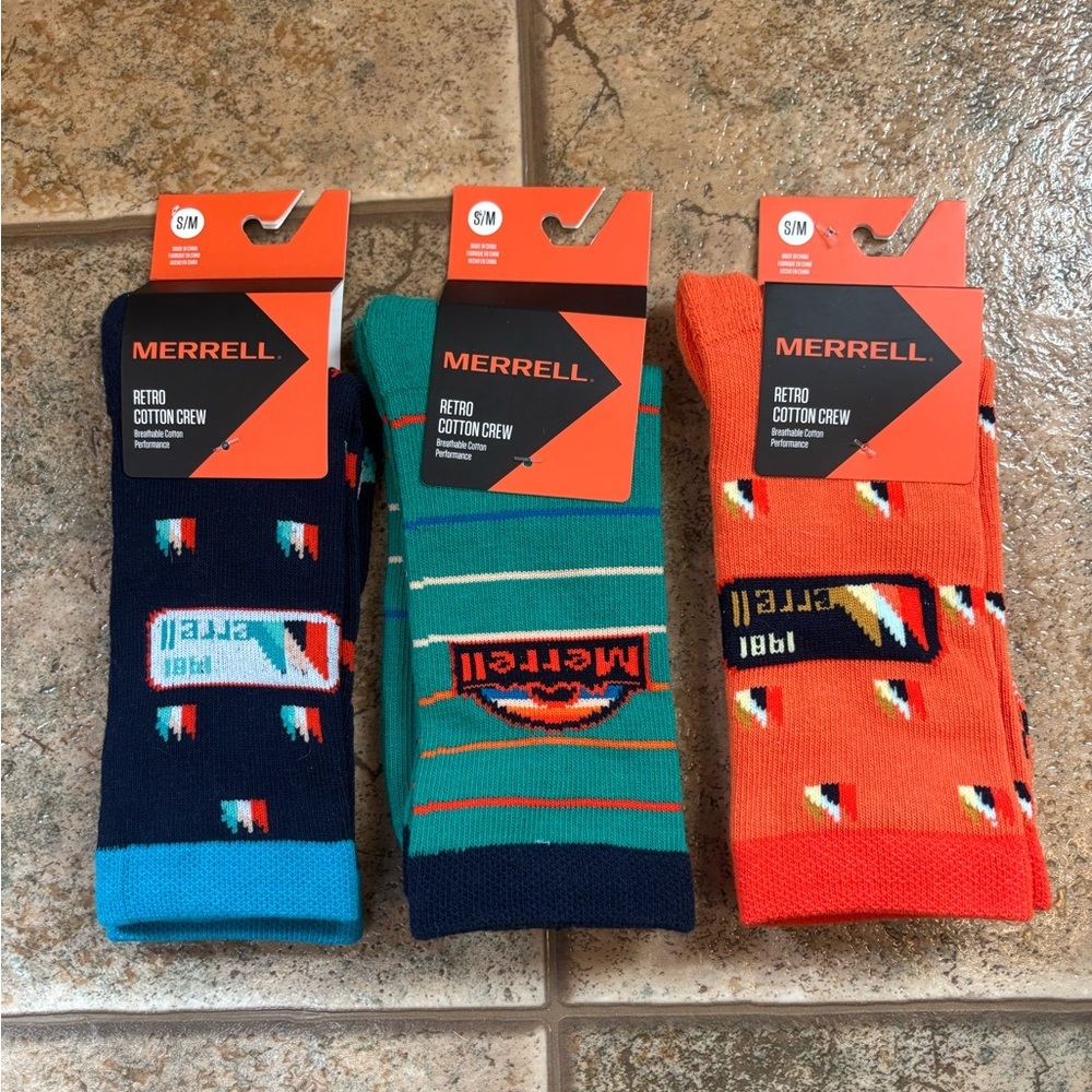 NWT Merrell *Bundle of 3 pairs* unisex-adult Retro Logo socks sz S/M
